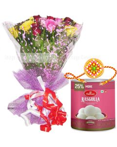 Elegant Mix Roses Rakhi Combo