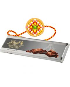 Lindt Dark Silver Bar Rakhi Combo