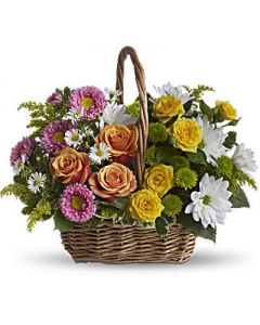 Sweet Tranquility Basket Flowers Bouquet to USA